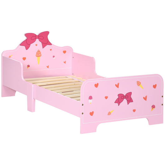 Letto per Bambini con Sponde 143x74x59 cm Fantasia Fiocco Rosa
