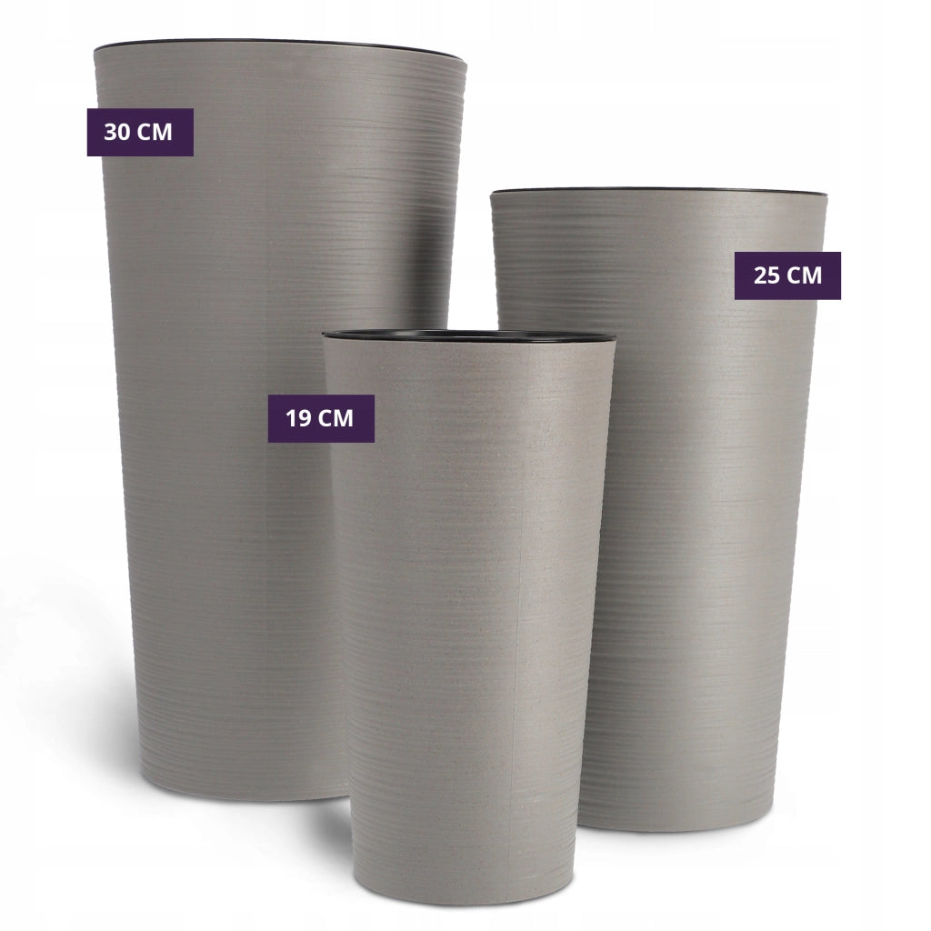 Vaso da fiori KADAX, alto, 47 cm, con inserto, per soggiorno, grigio
