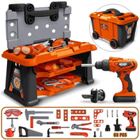 Banco Attrezzi per Bambini 2 in 1 65 Pz Valigetta Trapano Elettrico Idea Regalo