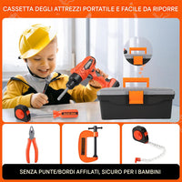 Cassetta 36 Attrezzi per Bambini con Trapano Elettrico Giocattolo Idea Regalo