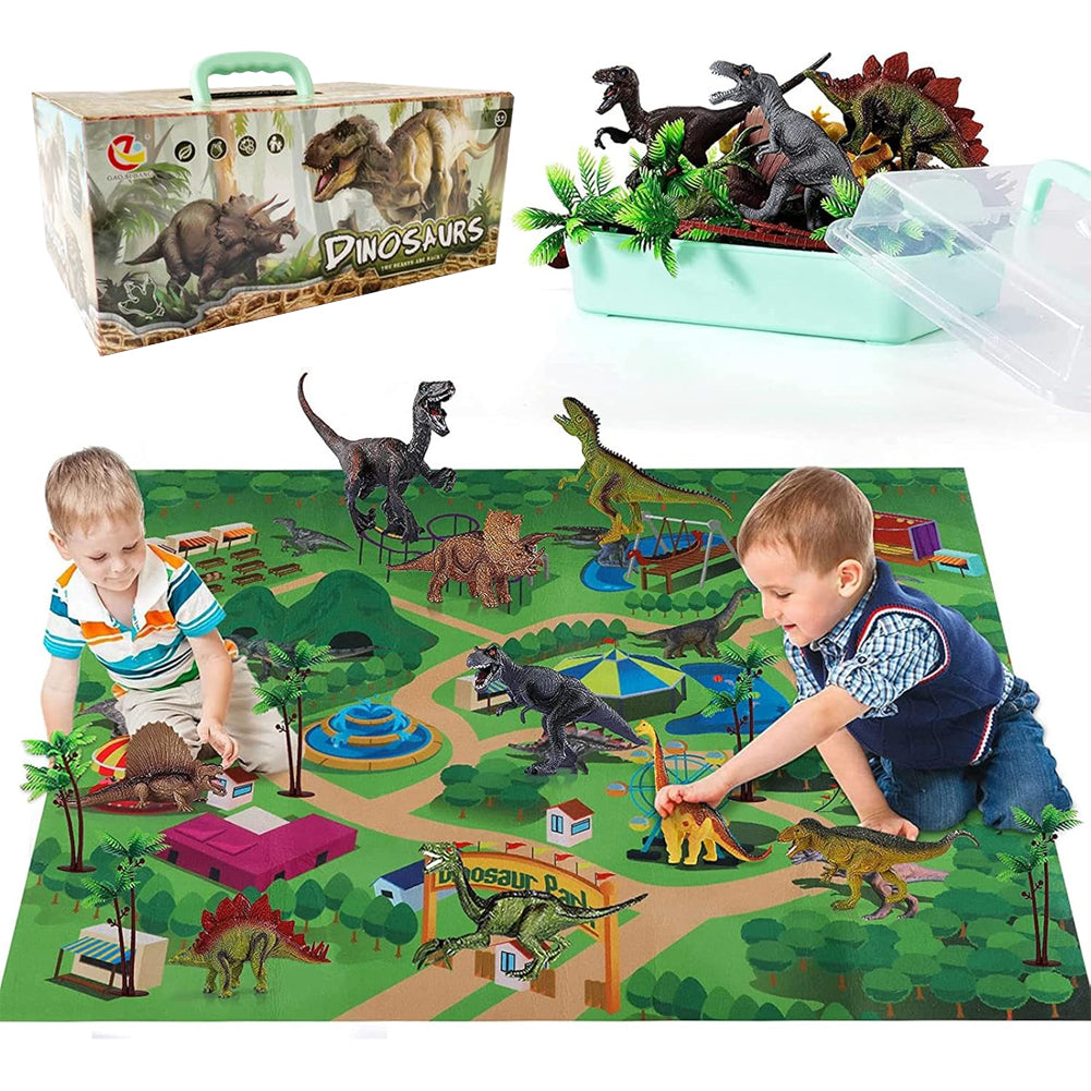 Playset Dinosauri 15 Pezzi con Custodia e Tappetino Dino T-Rex Idea Regalo
