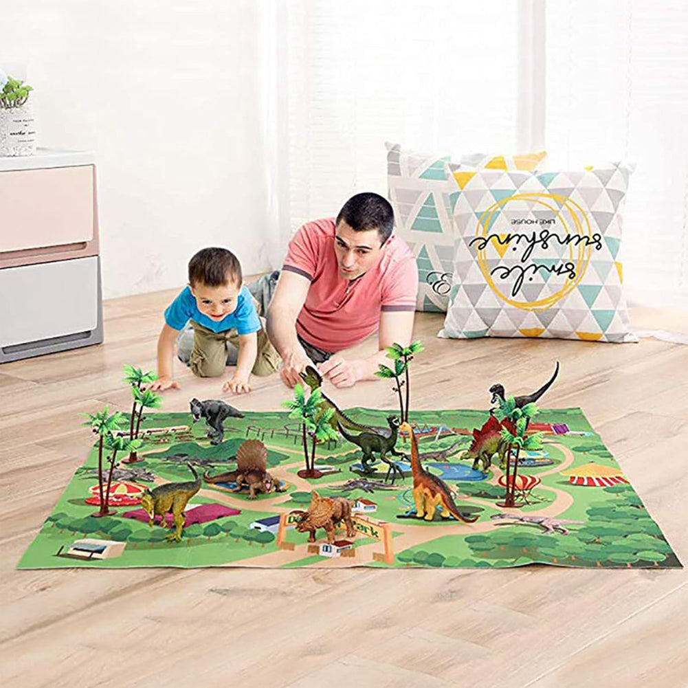 Playset Dinosauri 15 Pezzi con Custodia e Tappetino Dino T-Rex Idea Regalo