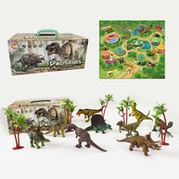 Playset Dinosauri 15 Pezzi con Custodia e Tappetino Dino T-Rex Idea Regalo