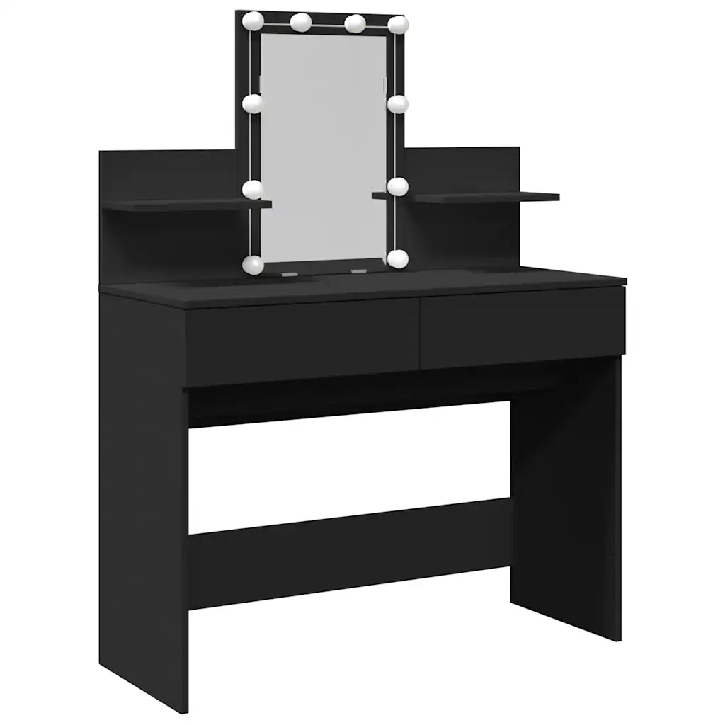 Toeletta | Tavolo da Trucco con LED Nero 100x40x130 cm