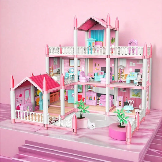 Casa delle Bambole a 3 Piani e 9 Camere Villa con Accessori e Mobili Idea Regalo