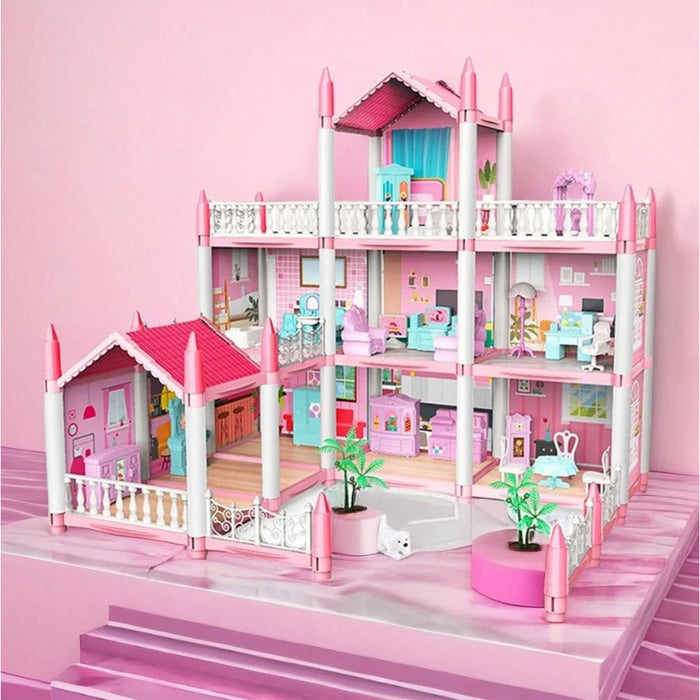 Casa delle Bambole a 3 Piani e 9 Camere Villa con Accessori e Mobili Idea Regalo