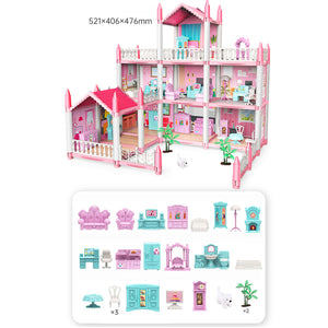 Casa delle Bambole a 3 Piani e 9 Camere Villa con Accessori e Mobili Idea Regalo