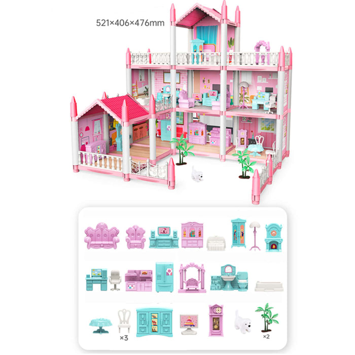 Casa delle Bambole a 3 Piani e 9 Camere Villa con Accessori e Mobili Idea Regalo