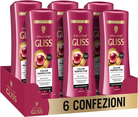 GLISS BALSAMO PROTEZIONE COLORE CON OLIO DI NOCE PER CAPELLI COLORATI O SCHIARITI 200ML - SET 6PZ