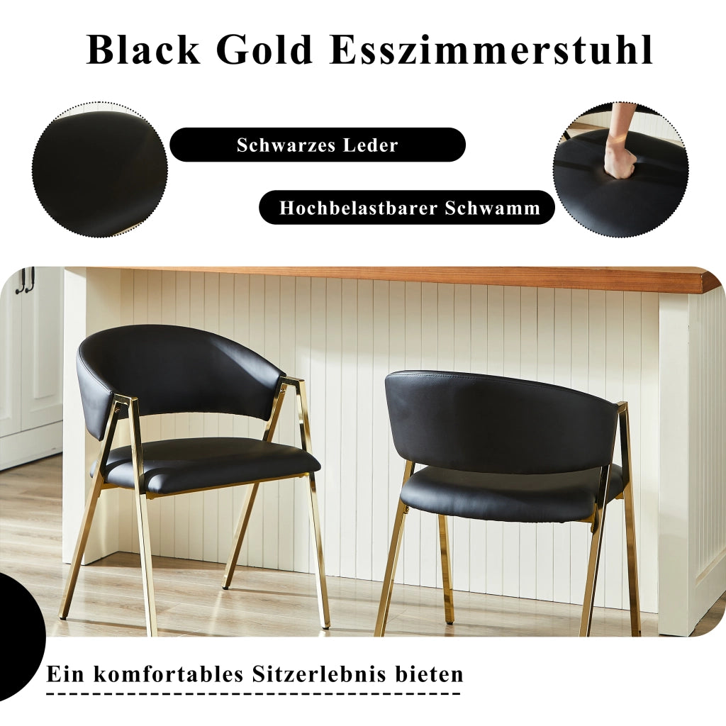 SEDIA con schienale ergonomico Nero struttura in metallo oro