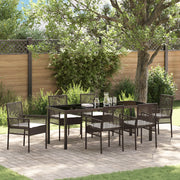 Set giardino 7 pezzi con cuscini in polyrattan marrone