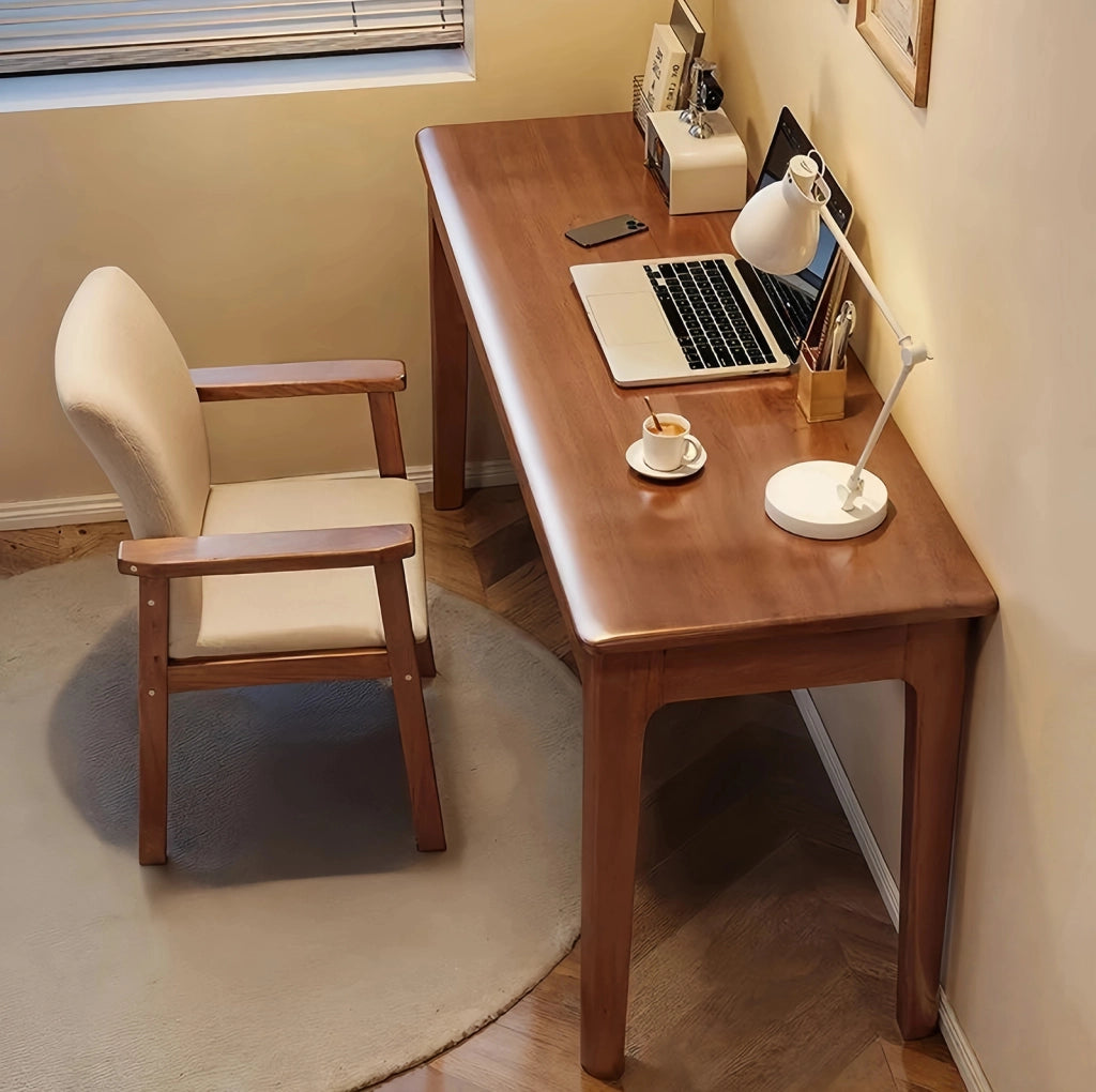 Scrivania in legno massello noce con 2 cassetti