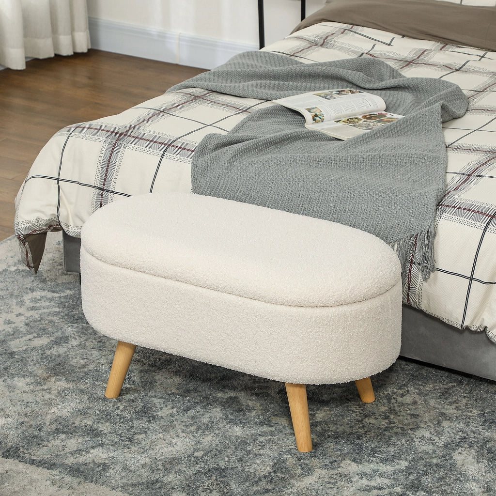 Panca contenitore con coperchio ¨C Xylo ¨C tessuto bianco legno ingresso soggiorno