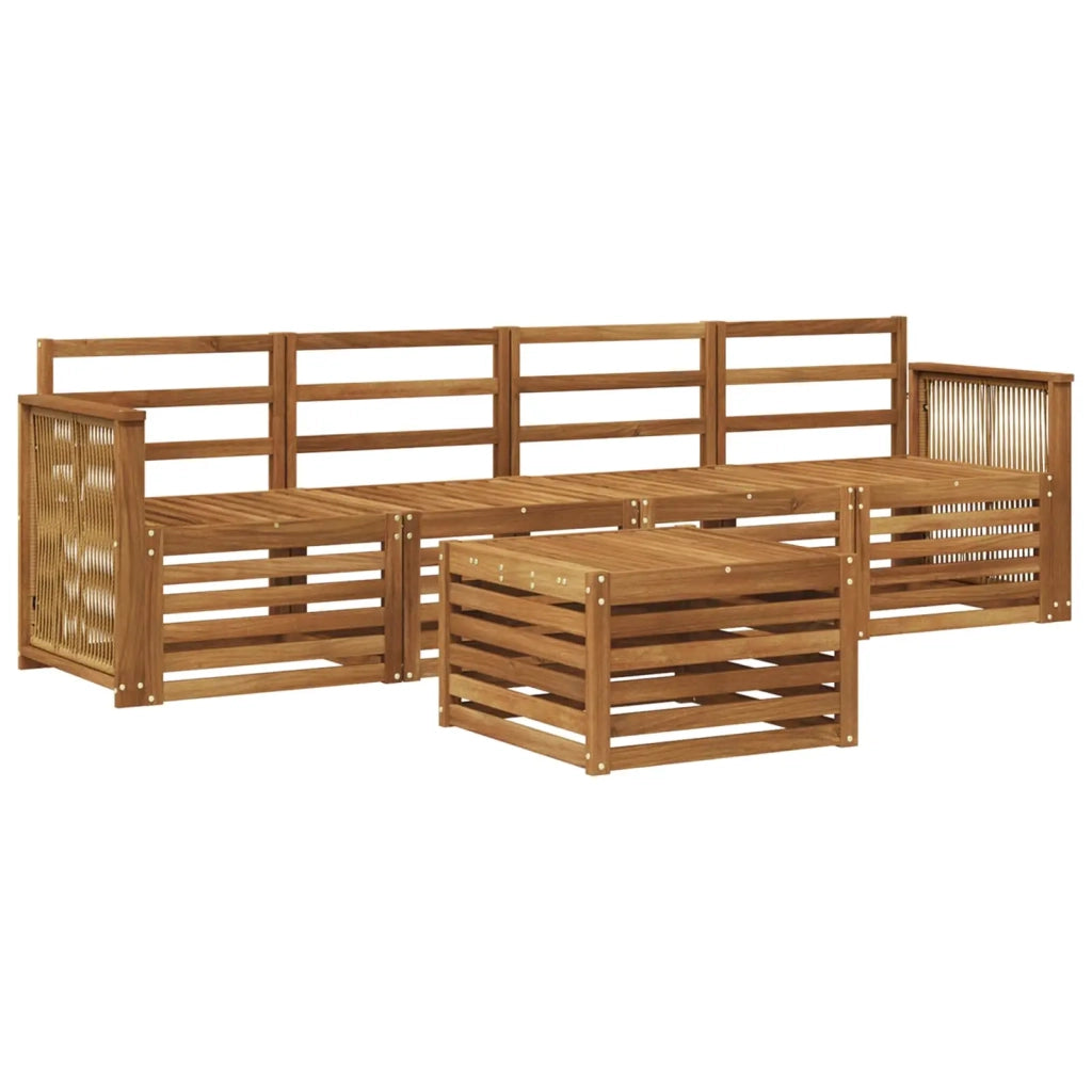 Set di divani da esterno 5 pz Naturale Legno di Acacia Massello 3383995