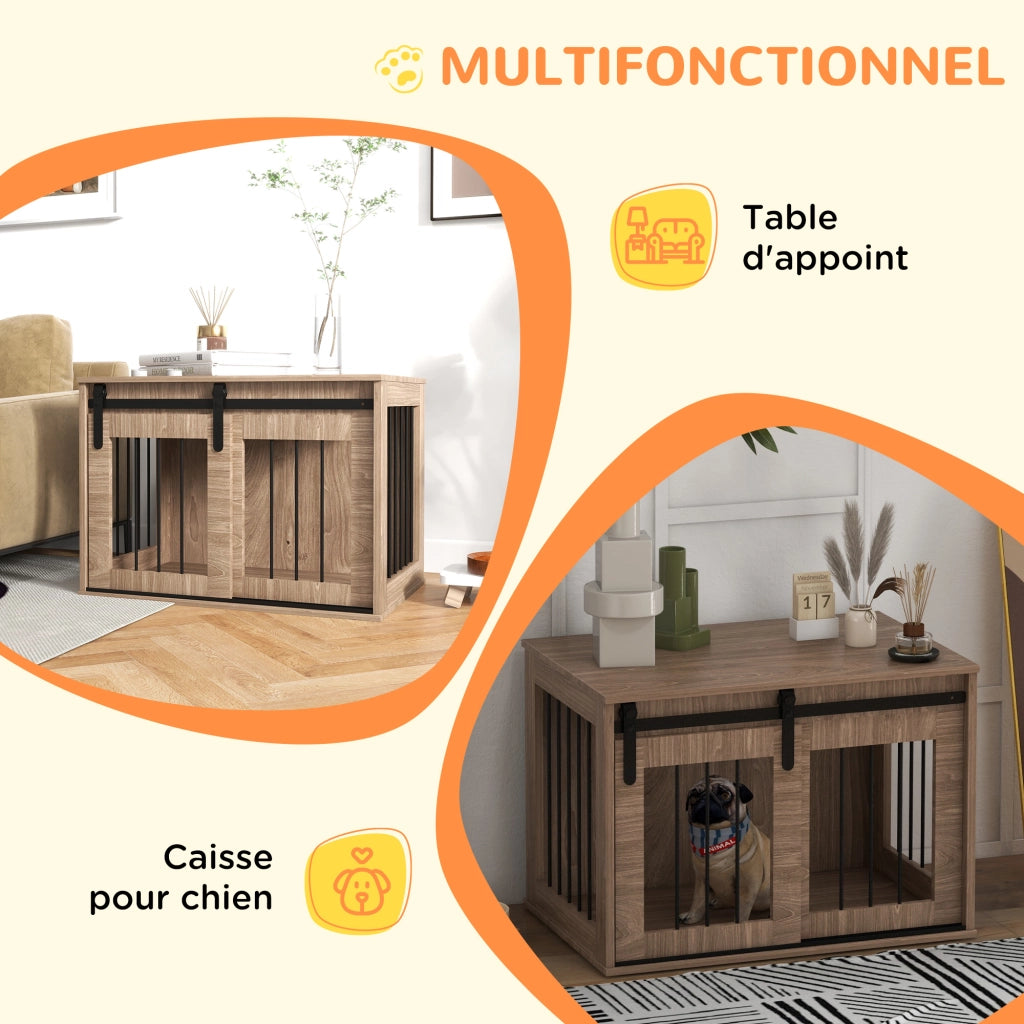 Gabbia per Cani da Interno ¨C Xylo ¨C Metallo Effetto Legno 57x80x54cm