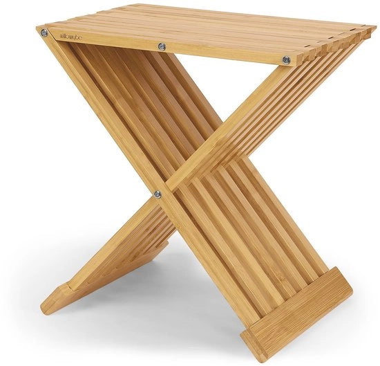 Sedia per sauna e doccia pieghevole - Bancone in legno di bambù impermeabile, sedia multifunzionale per bagno e sauna a vapore