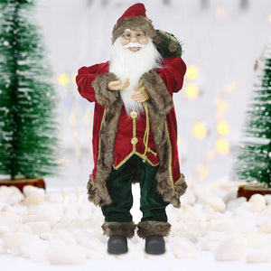 Statuina Babbo Natale Addobbo Statuetta 60cm Vestiti in Tessuto Decoro Natalizio