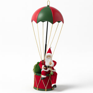 Babbo Natale con Paracadute Decorazione Addobbo Natalizio Rosso e Verde 60 cm