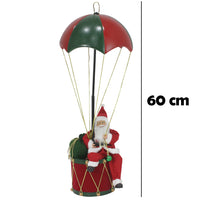 Babbo Natale con Paracadute Decorazione Addobbo Natalizio Rosso e Verde 60 cm