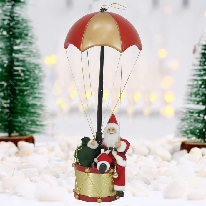 Babbo Natale con Paracadute Decorazione Addobbo Natalizio Rosso e Oro 60 cm