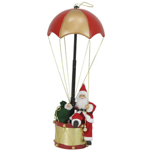 Babbo Natale con Paracadute Decorazione Addobbo Natalizio Rosso e Oro 60 cm