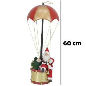 Babbo Natale con Paracadute Decorazione Addobbo Natalizio Rosso e Oro 60 cm