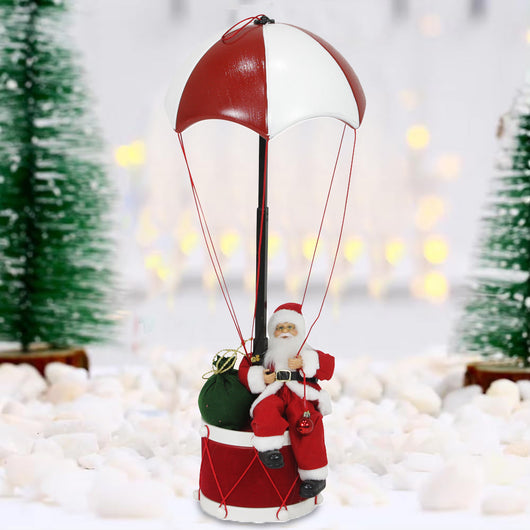 Babbo Natale con Paracadute Decorazione Addobbo Natalizio Rosso e Bianco 60 cm