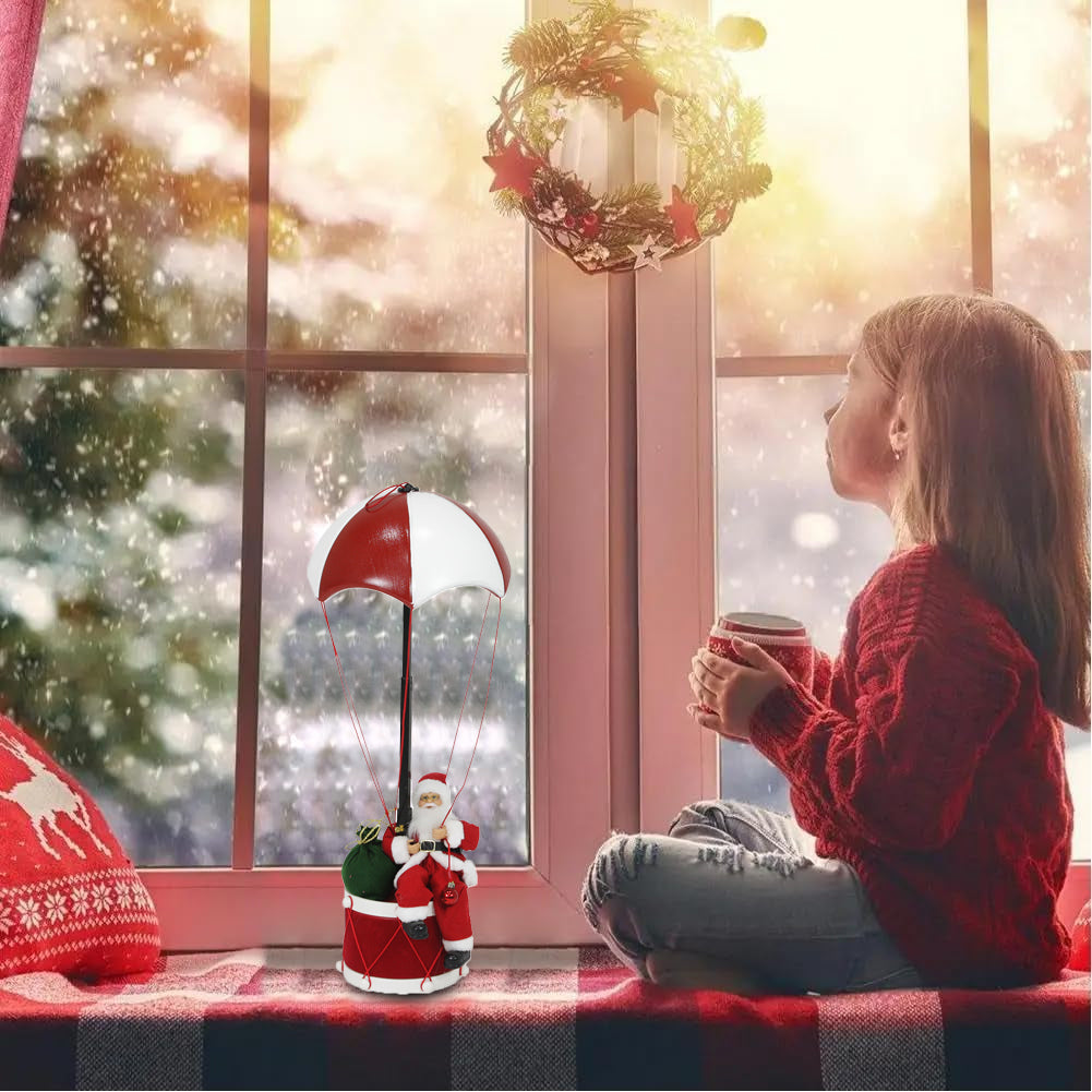 Babbo Natale con Paracadute Decorazione Addobbo Natalizio Rosso e Bianco 60 cm