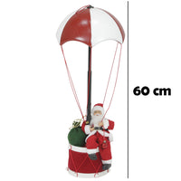 Babbo Natale con Paracadute Decorazione Addobbo Natalizio Rosso e Bianco 60 cm