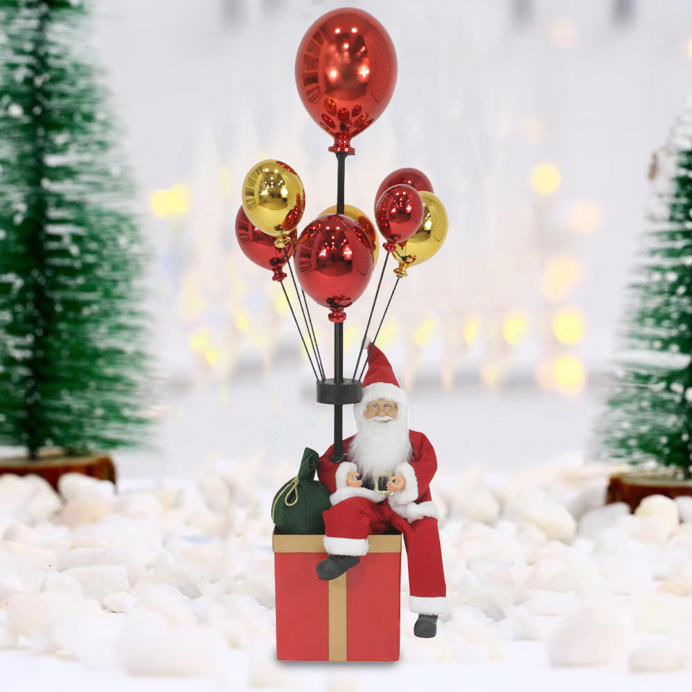 Babbo Natale con Palloncini Rosso e Oro Decorazione Addobbo Natalizio 82 cm