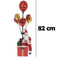 Babbo Natale con Palloncini Rosso e Oro Decorazione Addobbo Natalizio 82 cm