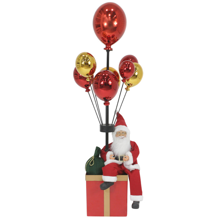 Babbo Natale con Palloncini Rosso e Oro Decorazione Addobbo Natalizio 82 cm