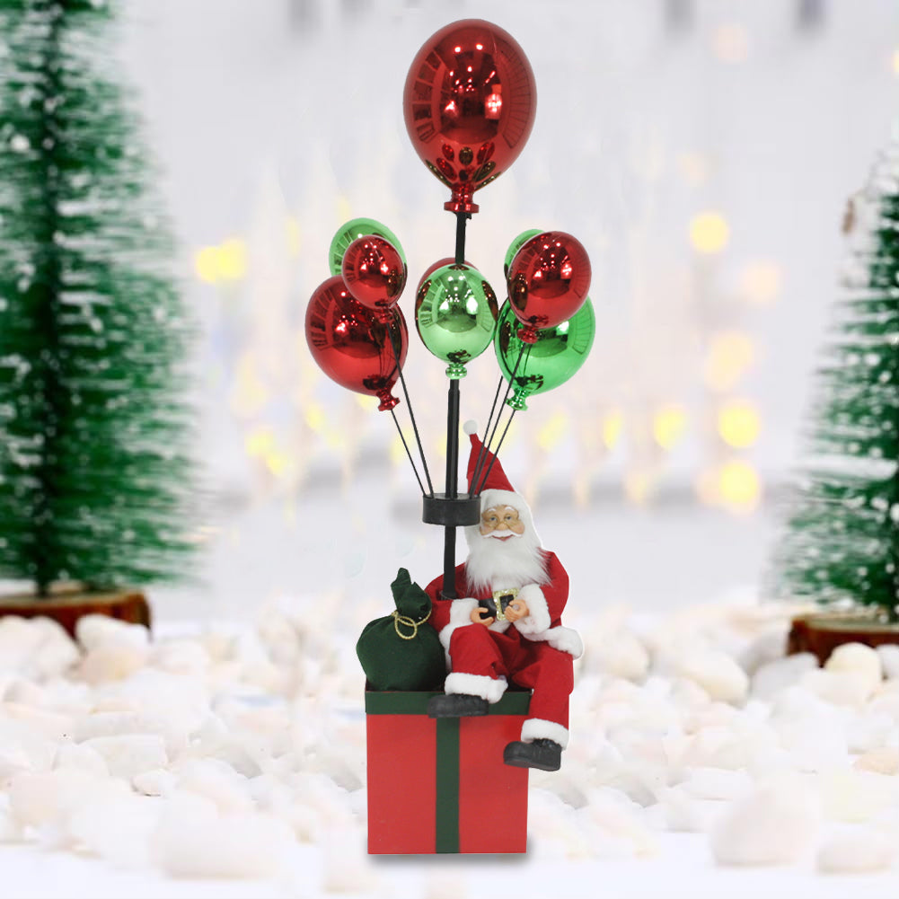 Babbo Natale con Palloncini Rosso e Verde Decorazione Addobbo Natalizio 82 cm
