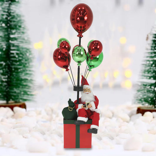 Babbo Natale con Palloncini Rosso e Verde Decorazione Addobbo Natalizio 82 cm