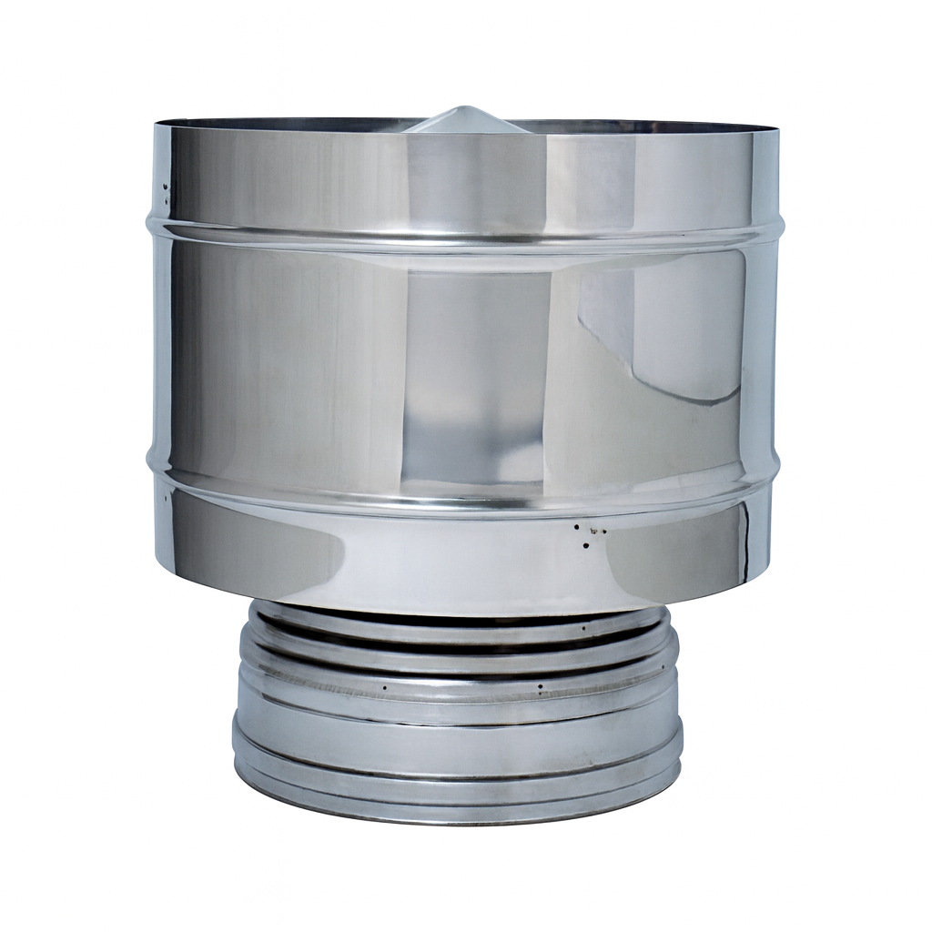 Fumaiolo a Botte Inox Doppia Parete Ø 8/13 cm con Disco Antipioggia