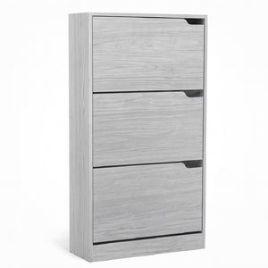 Scarpiera 3Ante Doppia Profondità Salvaspazio Grigio 63x24 H115cm Legno Mdf