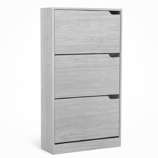 Scarpiera 3Ante Doppia Profondità Salvaspazio Grigio 63x24 H115cm Legno Mdf