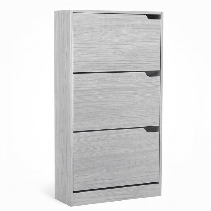 Scarpiera 3Ante Doppia Profondità Salvaspazio Grigio 63x24 H115cm Legno Mdf