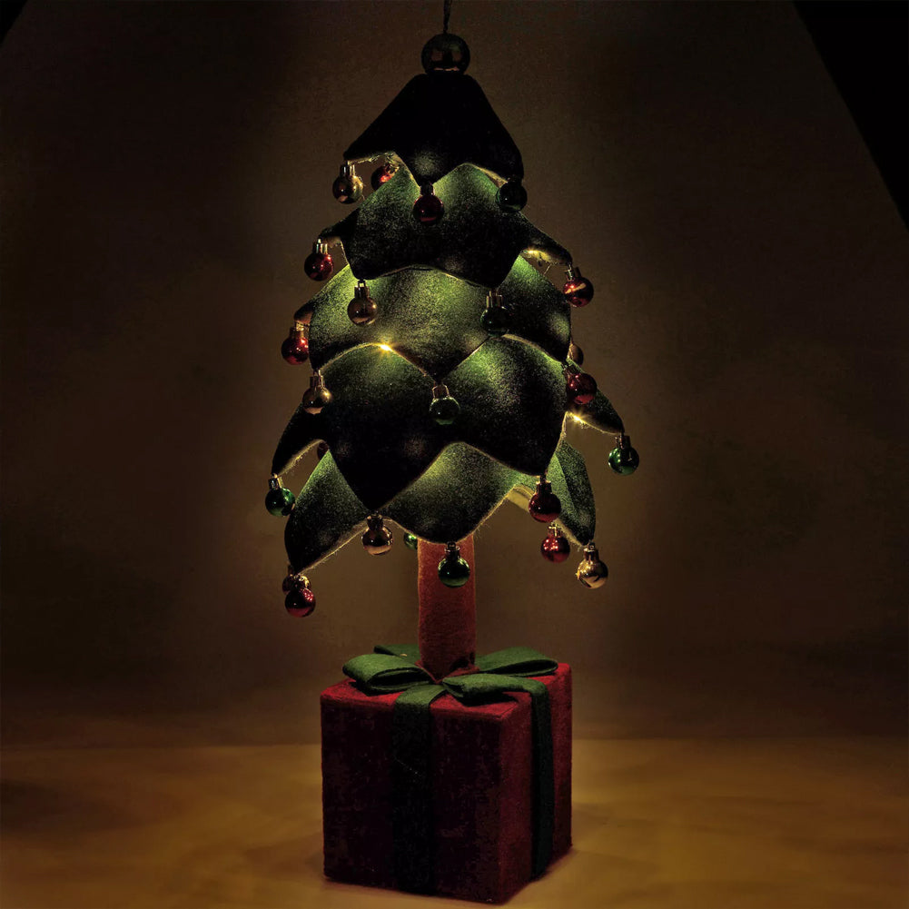 Albero di Natale Pieghevole 80 cm in Velluto Decoro Addobbo Vetrine Casa Negozi