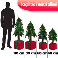 Albero di Natale Pieghevole 80 cm in Velluto Decoro Addobbo Vetrine Casa Negozi