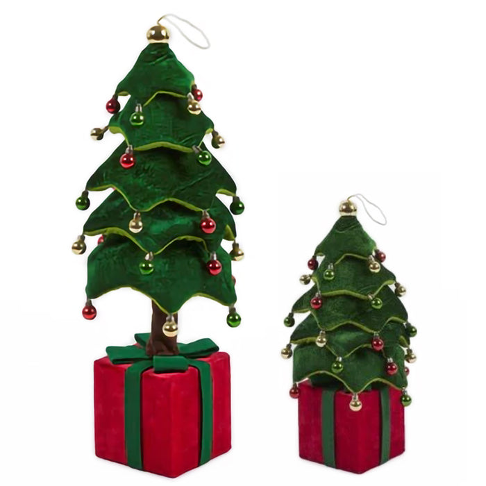 Albero di Natale Pieghevole 60 cm in Velluto Decoro Addobbo Vetrine Casa Negozi