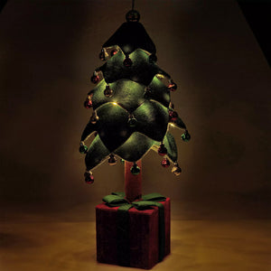 Albero di Natale Pieghevole 60 cm in Velluto Decoro Addobbo Vetrine Casa Negozi