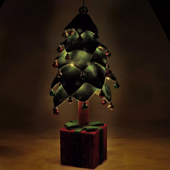 Albero di Natale Pieghevole 60 cm in Velluto Decoro Addobbo Vetrine Casa Negozi