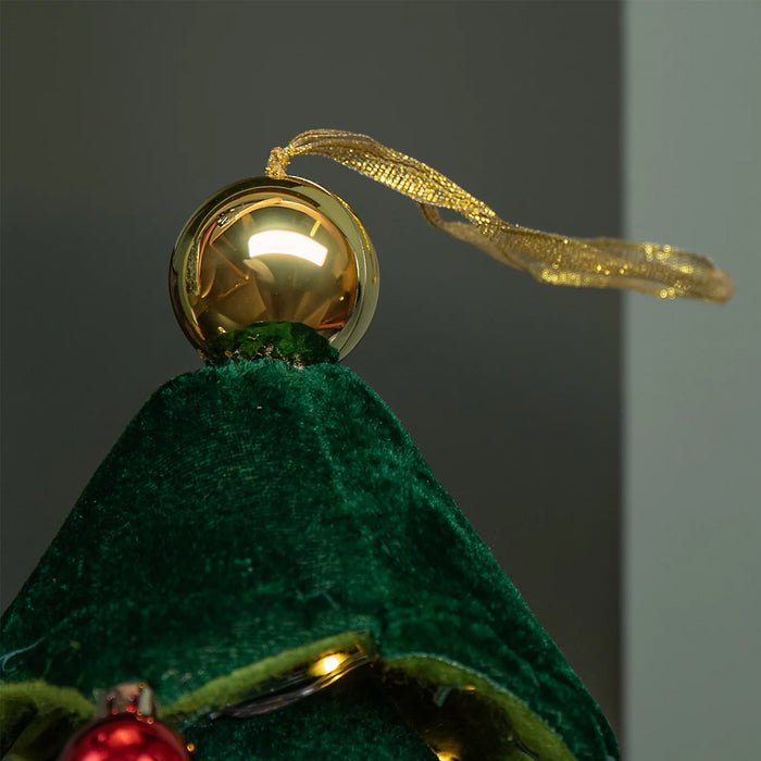 Albero di Natale Pieghevole 60 cm in Velluto Decoro Addobbo Vetrine Casa Negozi