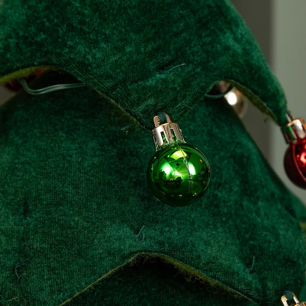 Albero di Natale Pieghevole 60 cm in Velluto Decoro Addobbo Vetrine Casa Negozi