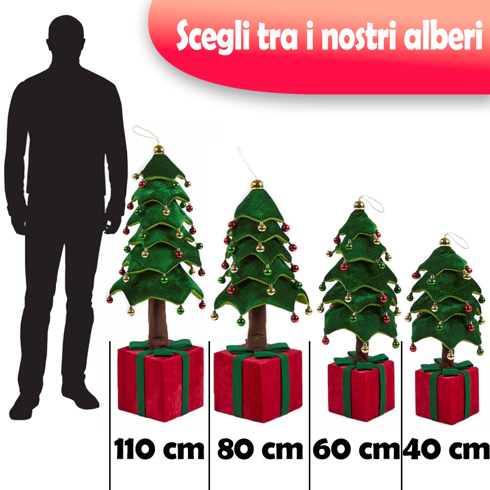 Albero di Natale Pieghevole 40 cm in Velluto Decoro Addobbo Vetrine Casa Negozi