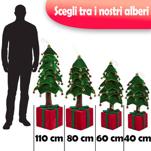 Albero di Natale Pieghevole 40 cm in Velluto Decoro Addobbo Vetrine Casa Negozi