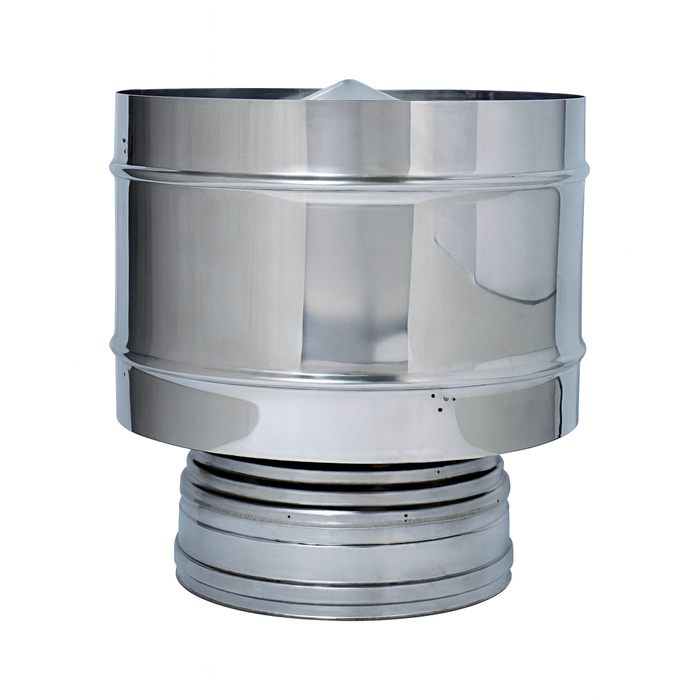 Fumaiolo a Botte Inox Doppia Parete Ø 20/25 cm con Disco Antipioggia