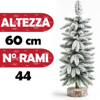 Albero di Natale Innevato 60cm con 44 Rami e Neve Effetto Realistico Base Tronco