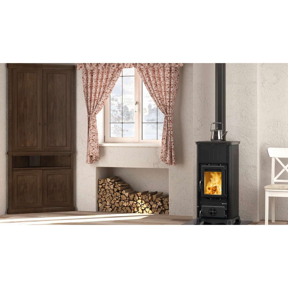 Stufa a Legna Nordica Emiliana Nero 6,5 kW 186 m3